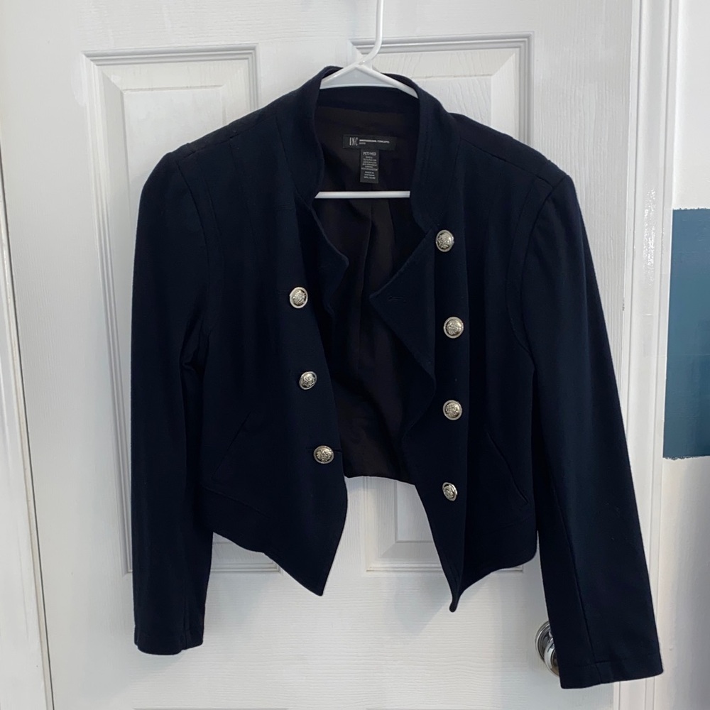 INC International Concepts Black Blazer with Silver Buttons
